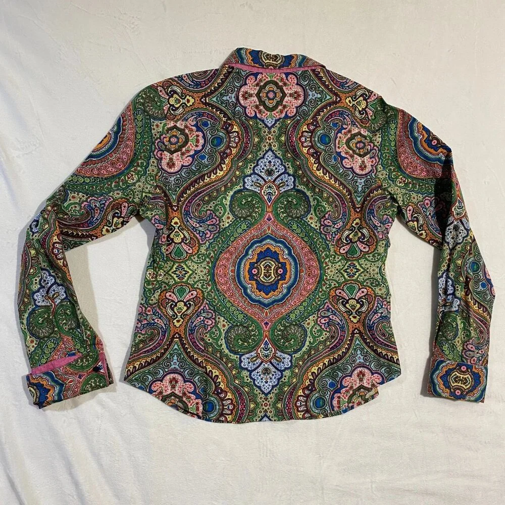Robert Graham Womens Button-Up Shirt 12 Multicolor Mandala Paisley Flip Cuffs - Picture 2 of 7